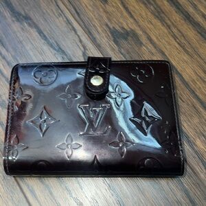 Louis Vuitton Monogram Mat Porte Monnaie Billets Cartes Credit Wallet Red